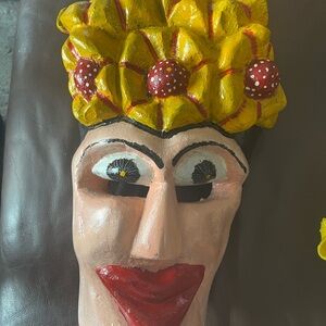 Mexican Day of dead mask- Handcrafted Mask with Red and Yellow Accents